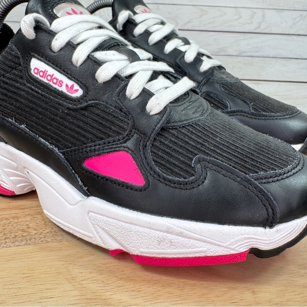 Adidas Originals Falcon‎ Running Shoes Corduroy Leather Black Pink 8 - Picture 7 of 11
